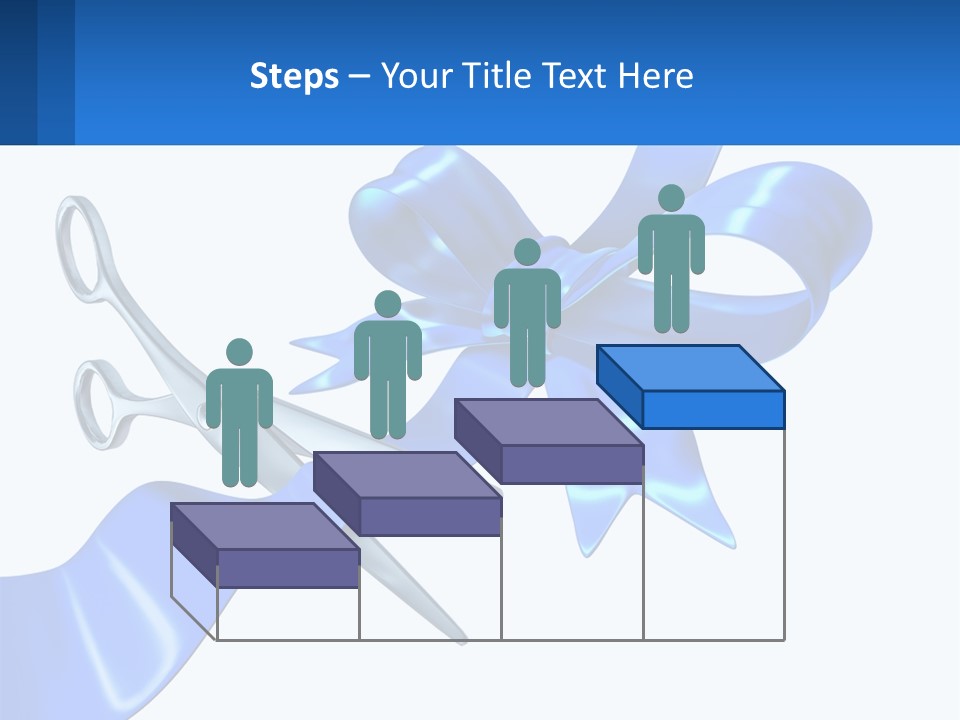 A Blue Ribbon With A Pair Of Scissors On It PowerPoint Template