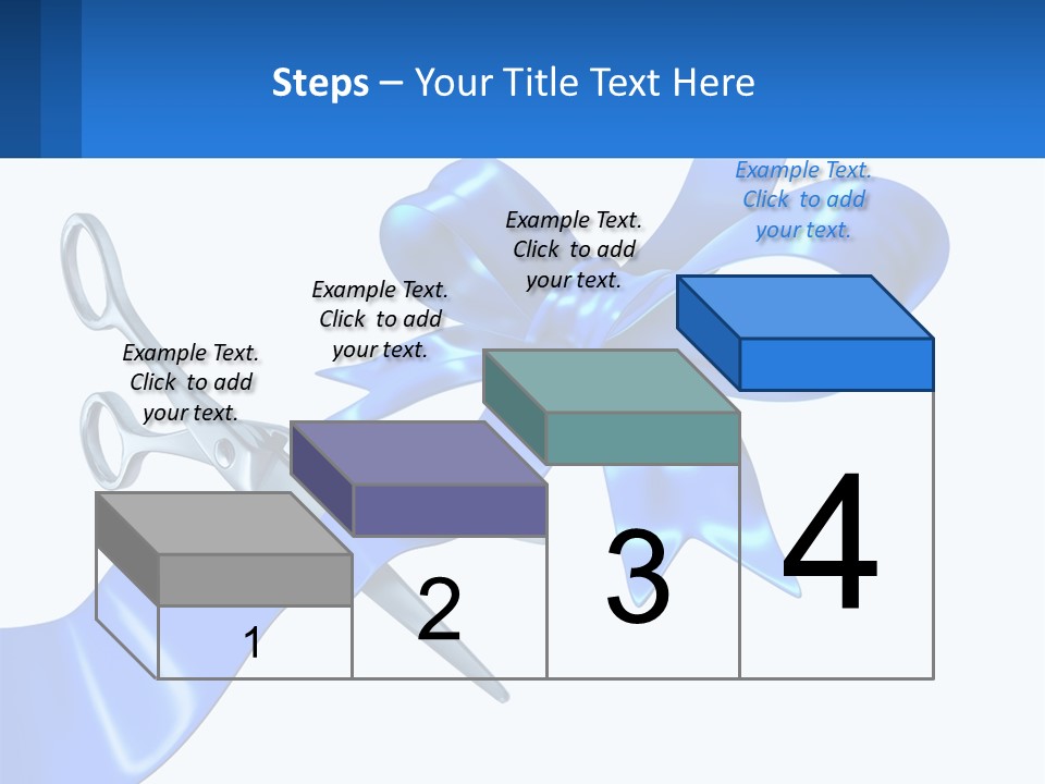 A Blue Ribbon With A Pair Of Scissors On It PowerPoint Template