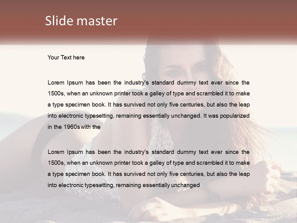 A Woman In A Bikini Laying On The Beach PowerPoint Template