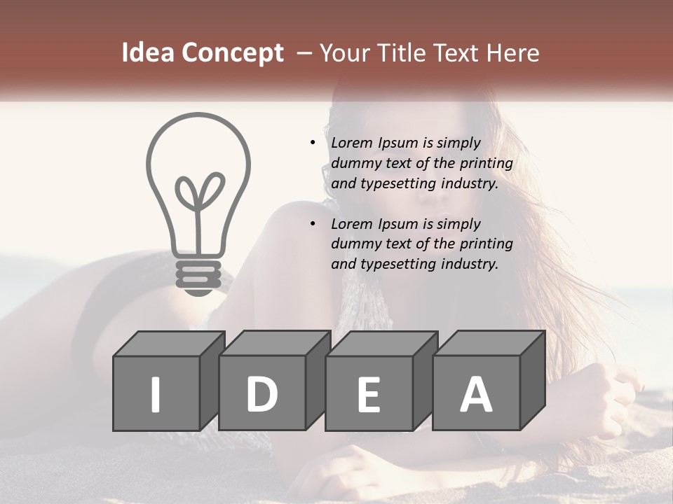 A Woman In A Bikini Laying On The Beach PowerPoint Template