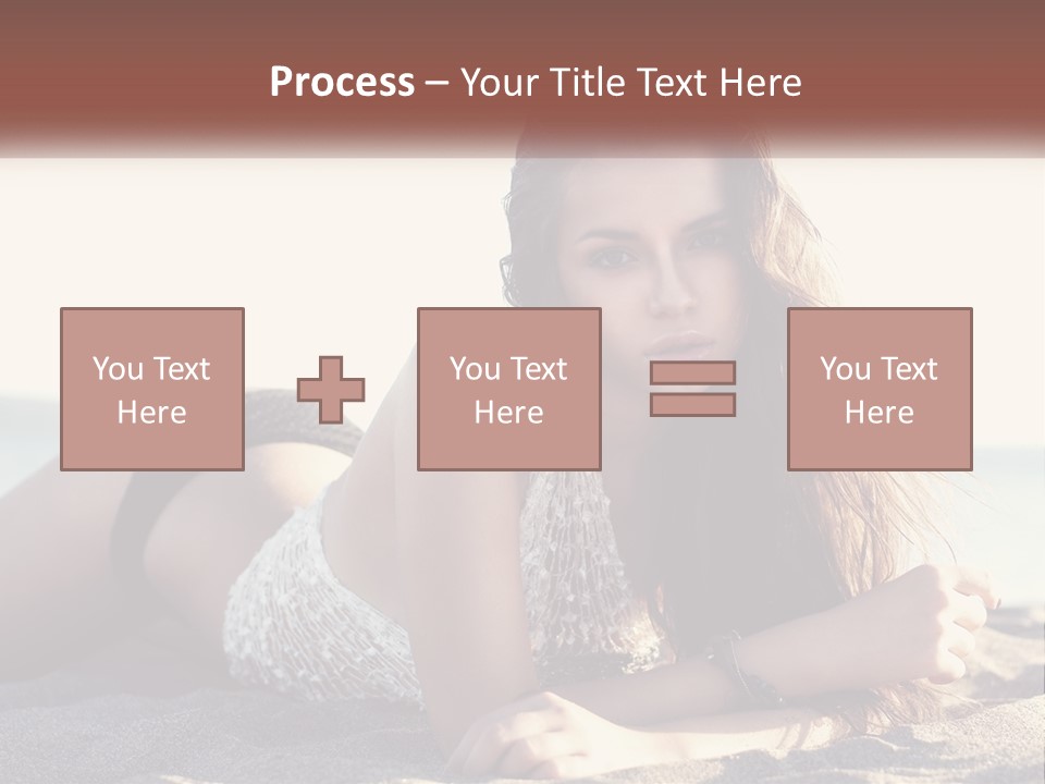 A Woman In A Bikini Laying On The Beach PowerPoint Template