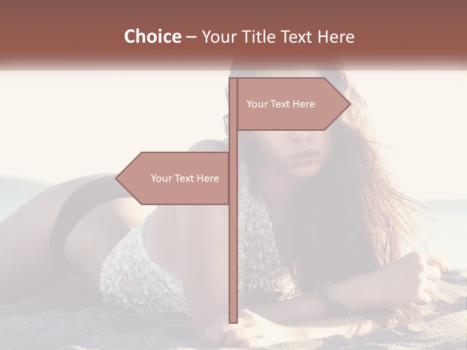 A Woman In A Bikini Laying On The Beach PowerPoint Template