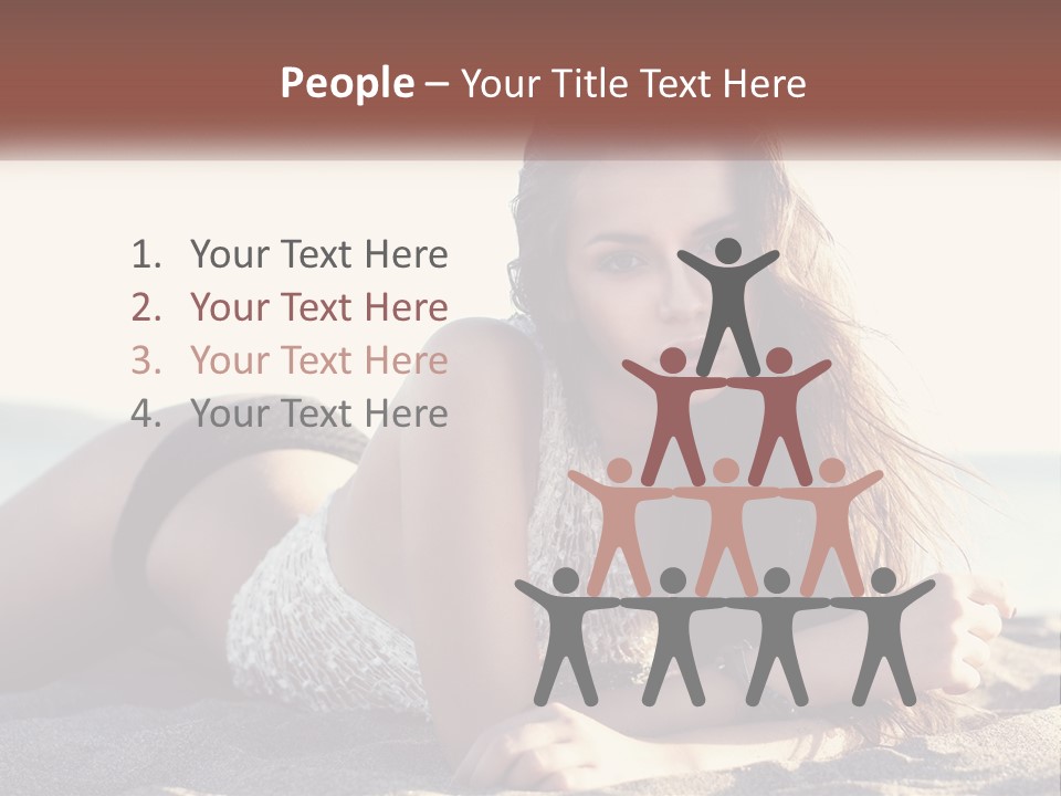 A Woman In A Bikini Laying On The Beach PowerPoint Template