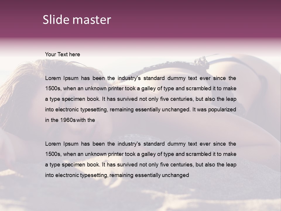 A Woman In A Bikini Laying On The Beach PowerPoint Template