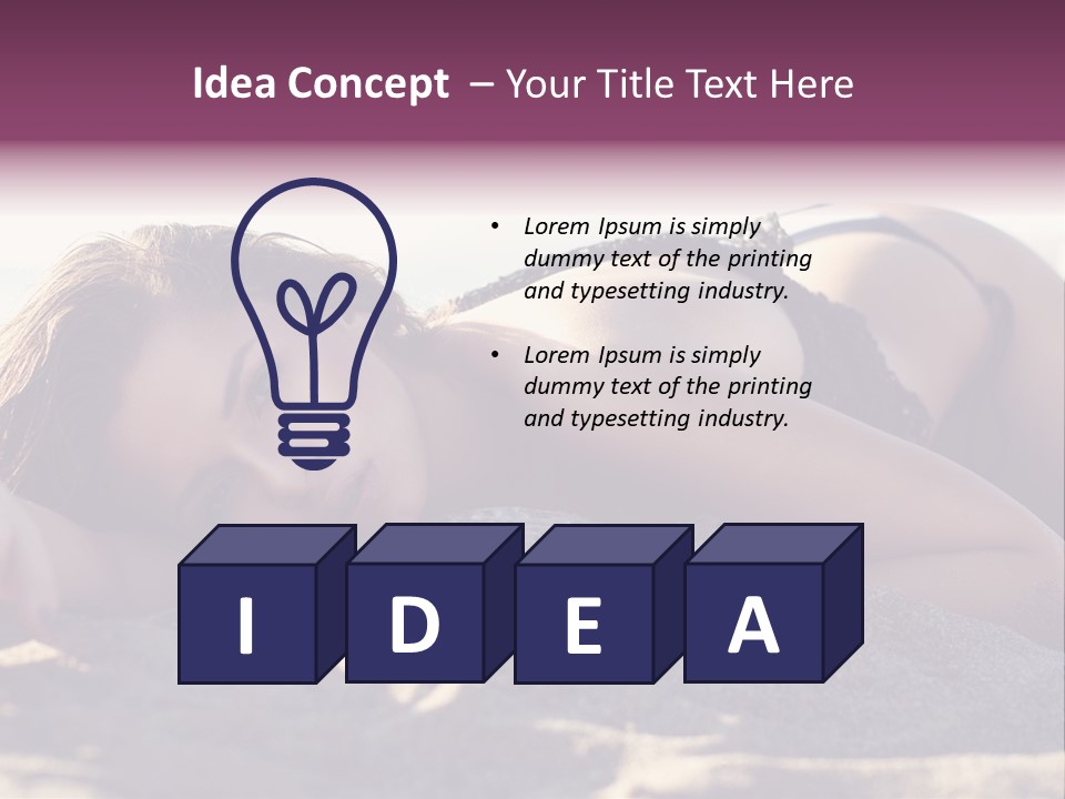 A Woman In A Bikini Laying On The Beach PowerPoint Template