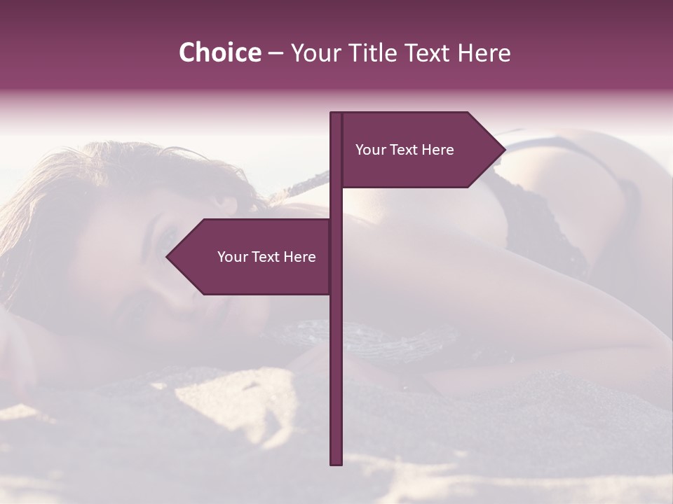 A Woman In A Bikini Laying On The Beach PowerPoint Template