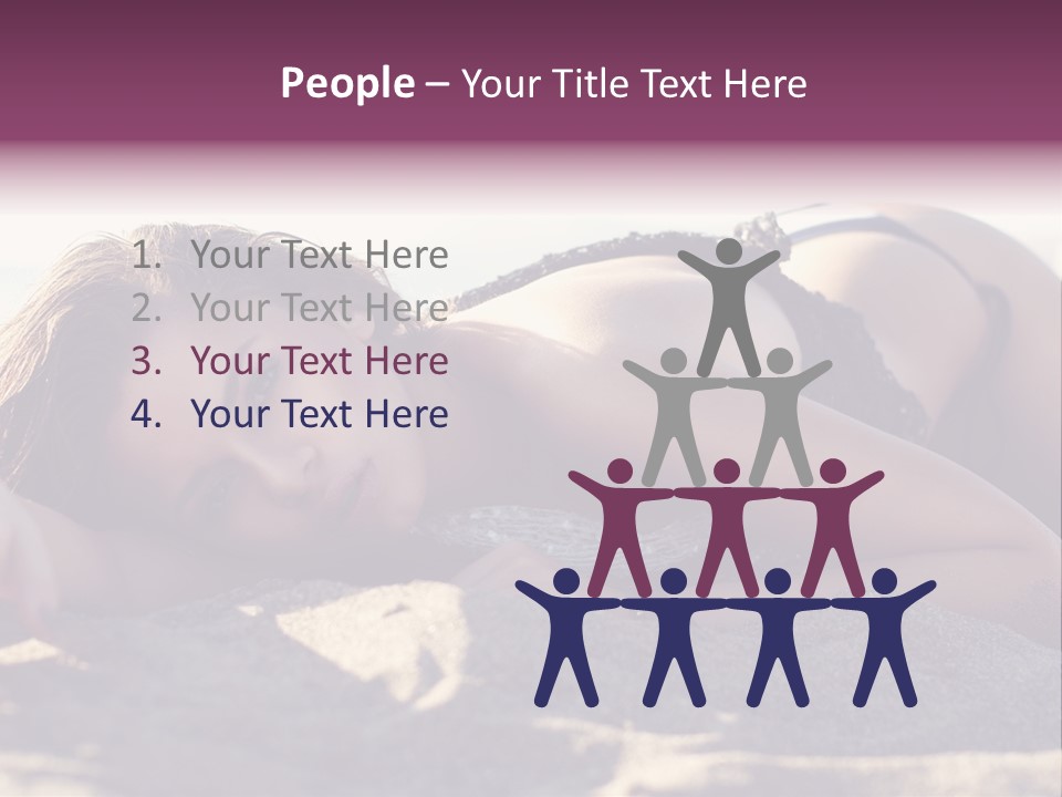 A Woman In A Bikini Laying On The Beach PowerPoint Template
