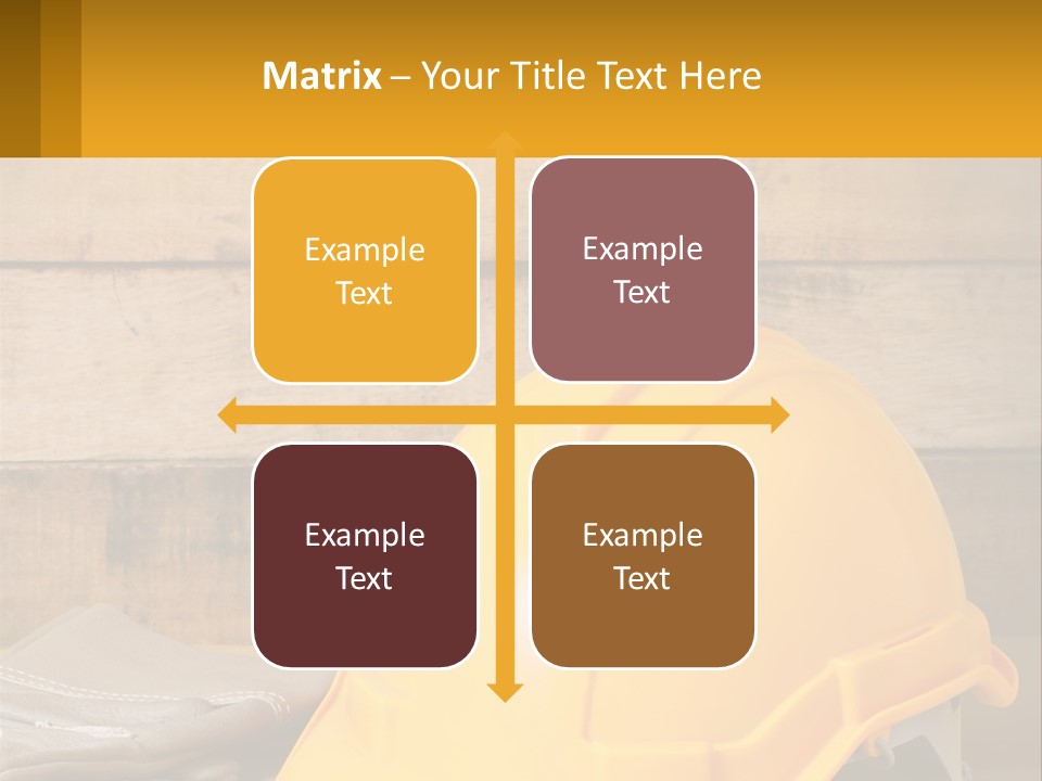 A Yellow Hard Hat Sitting On Top Of A Wooden Table PowerPoint Template