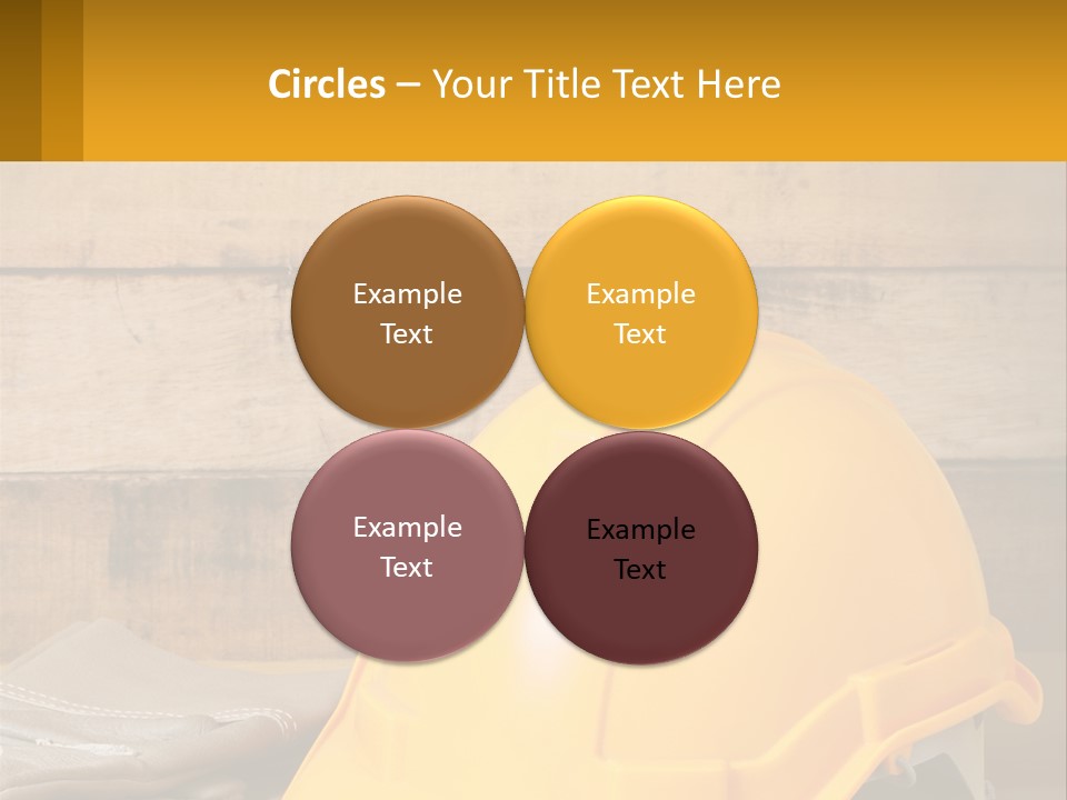 A Yellow Hard Hat Sitting On Top Of A Wooden Table PowerPoint Template