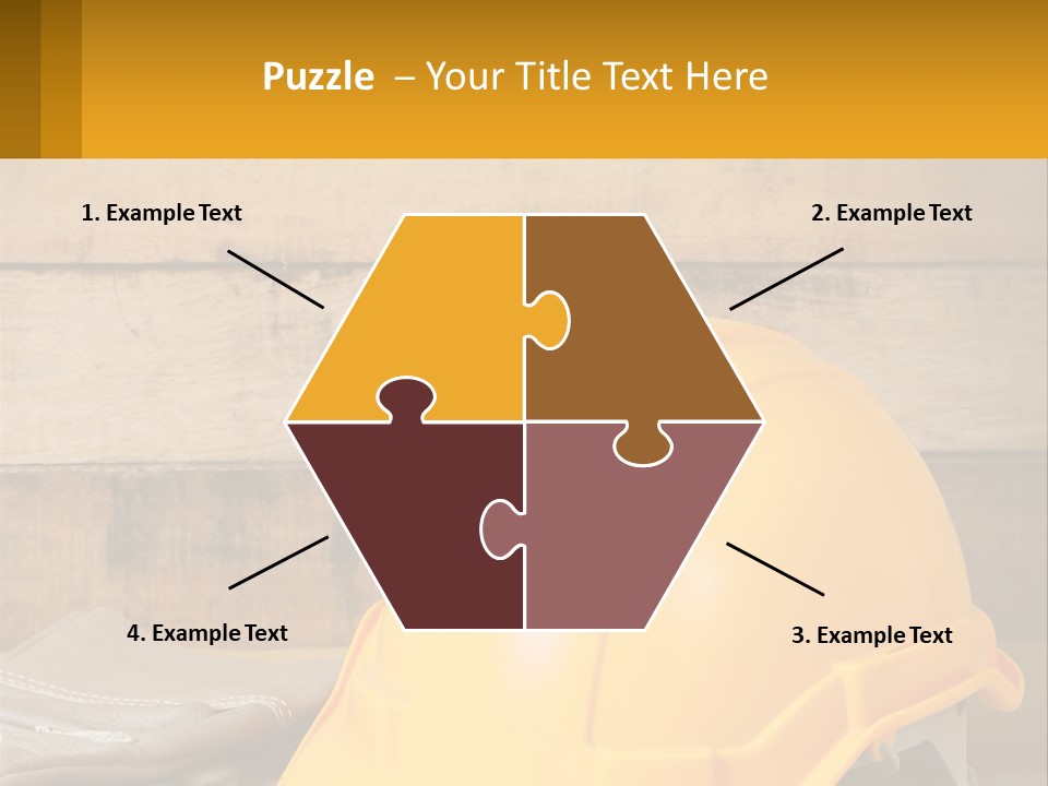 A Yellow Hard Hat Sitting On Top Of A Wooden Table PowerPoint Template