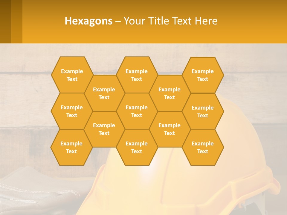 A Yellow Hard Hat Sitting On Top Of A Wooden Table PowerPoint Template
