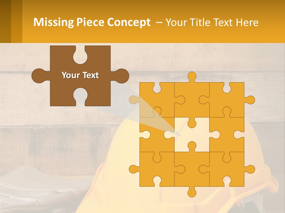 A Yellow Hard Hat Sitting On Top Of A Wooden Table PowerPoint Template