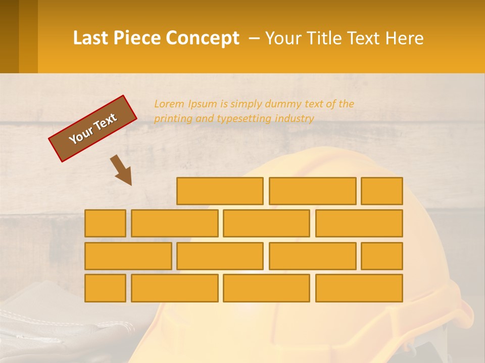 A Yellow Hard Hat Sitting On Top Of A Wooden Table PowerPoint Template