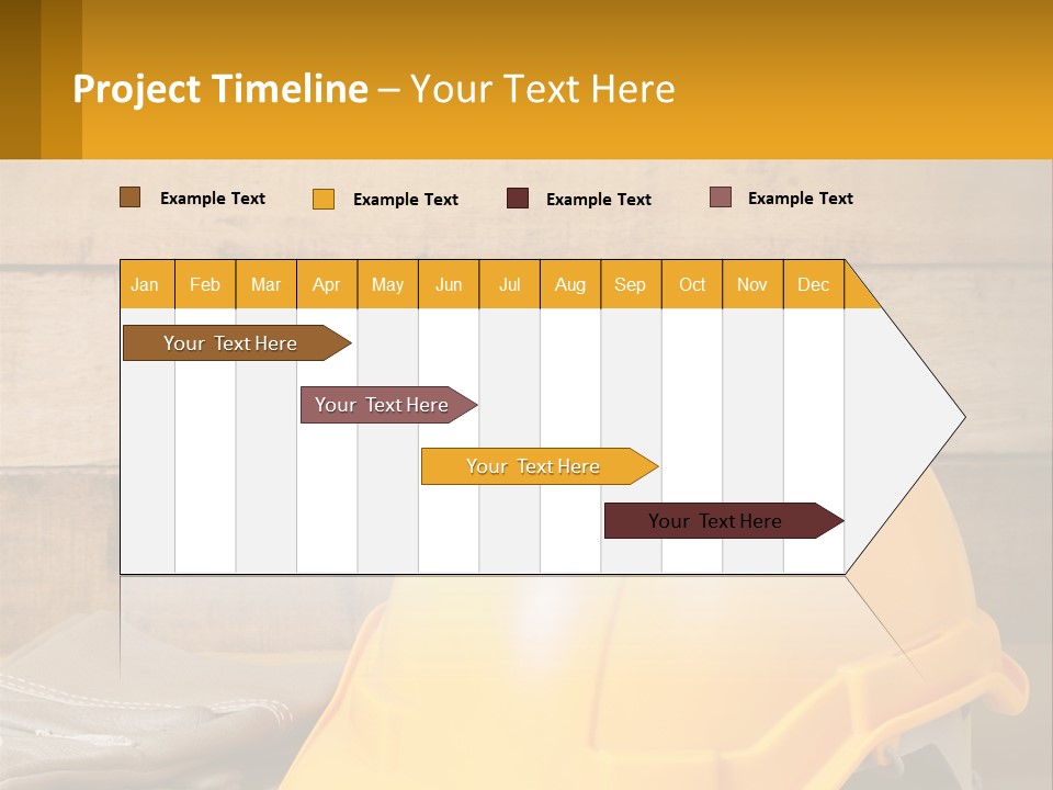 A Yellow Hard Hat Sitting On Top Of A Wooden Table PowerPoint Template