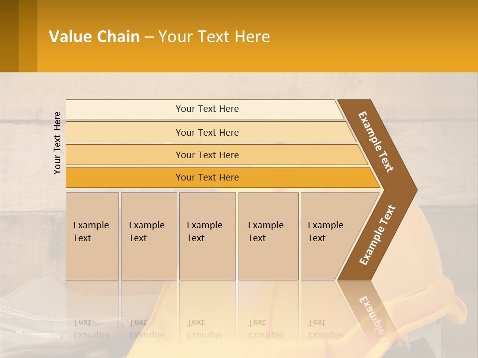 A Yellow Hard Hat Sitting On Top Of A Wooden Table PowerPoint Template