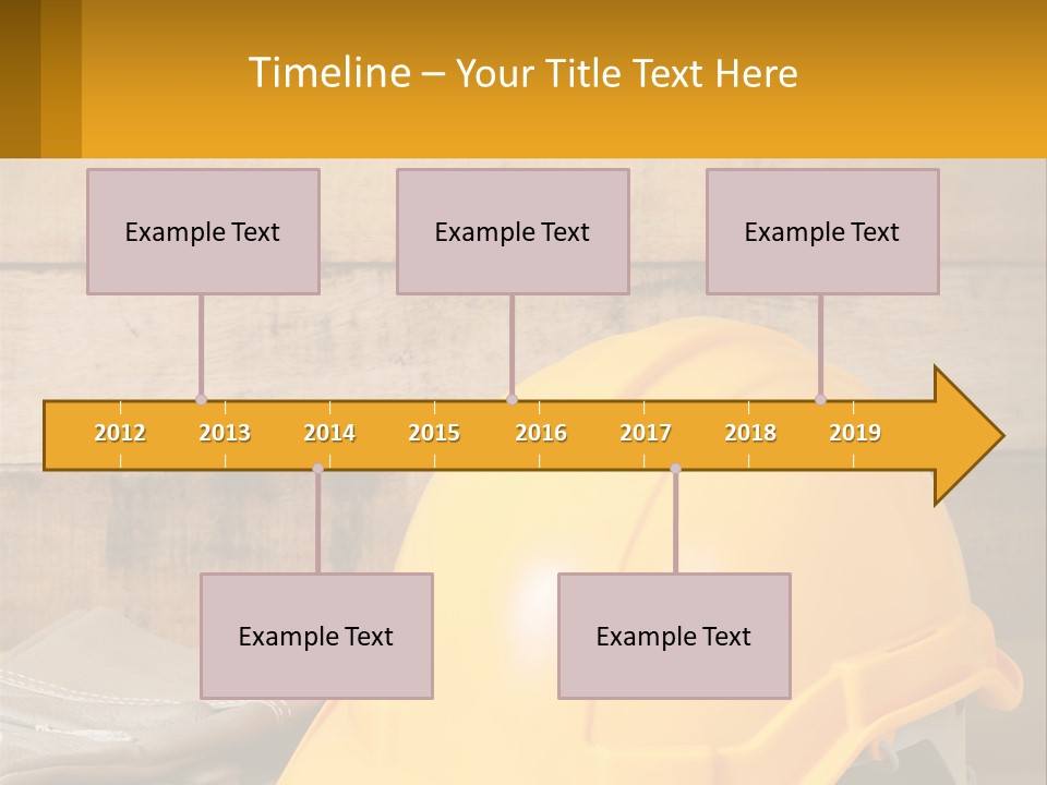 A Yellow Hard Hat Sitting On Top Of A Wooden Table PowerPoint Template