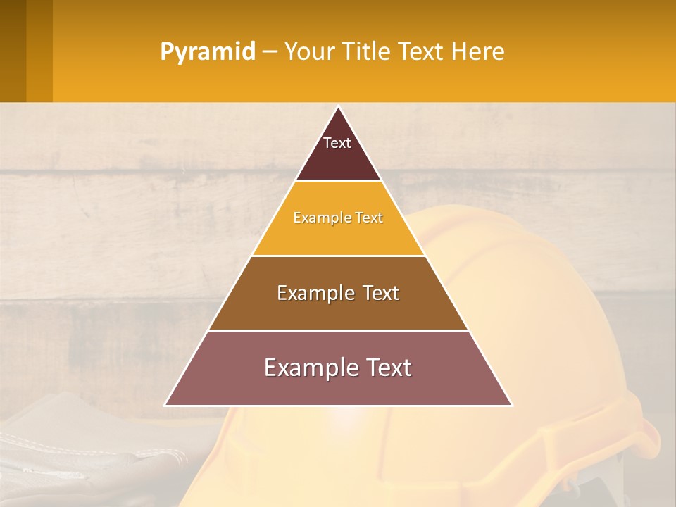 A Yellow Hard Hat Sitting On Top Of A Wooden Table PowerPoint Template
