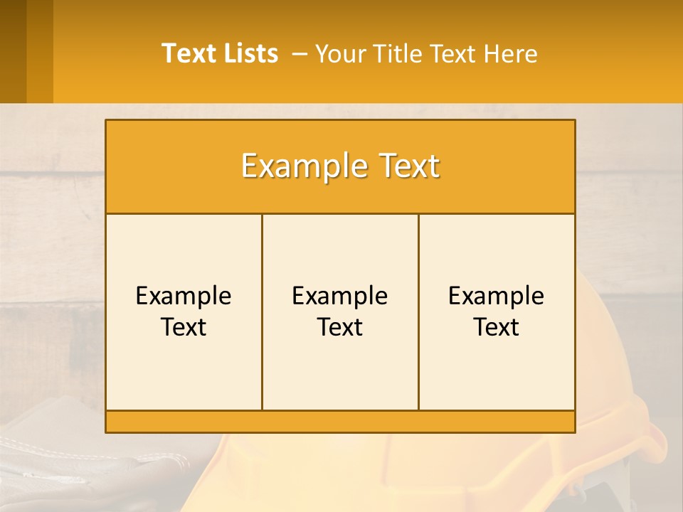 A Yellow Hard Hat Sitting On Top Of A Wooden Table PowerPoint Template