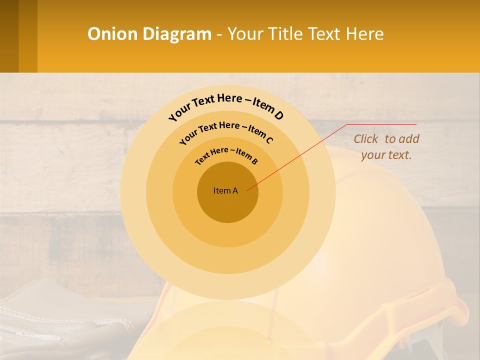 A Yellow Hard Hat Sitting On Top Of A Wooden Table PowerPoint Template