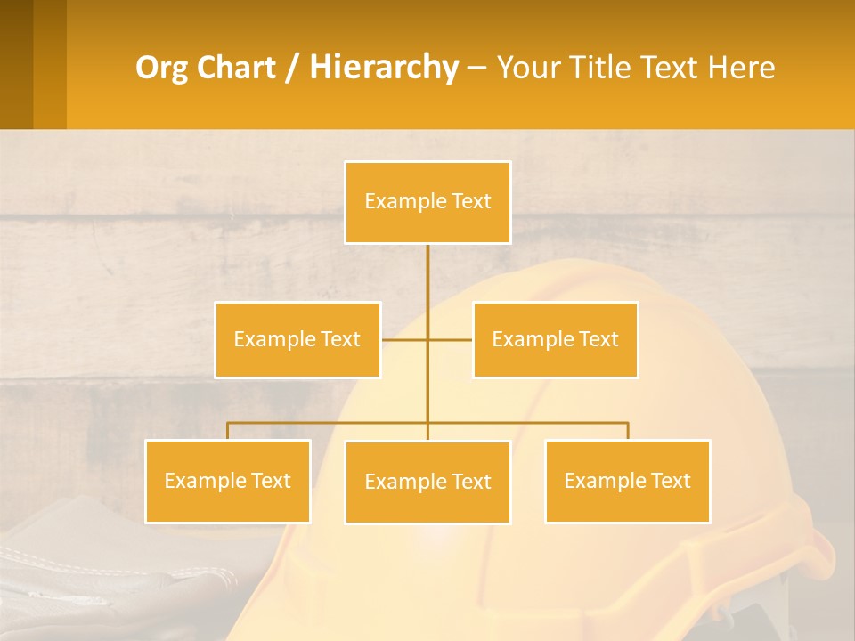 A Yellow Hard Hat Sitting On Top Of A Wooden Table PowerPoint Template