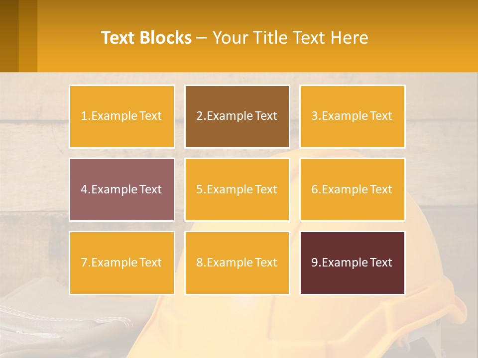 A Yellow Hard Hat Sitting On Top Of A Wooden Table PowerPoint Template