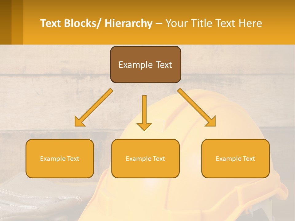 A Yellow Hard Hat Sitting On Top Of A Wooden Table PowerPoint Template
