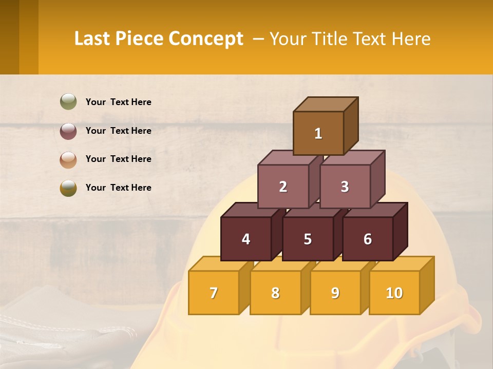 A Yellow Hard Hat Sitting On Top Of A Wooden Table PowerPoint Template