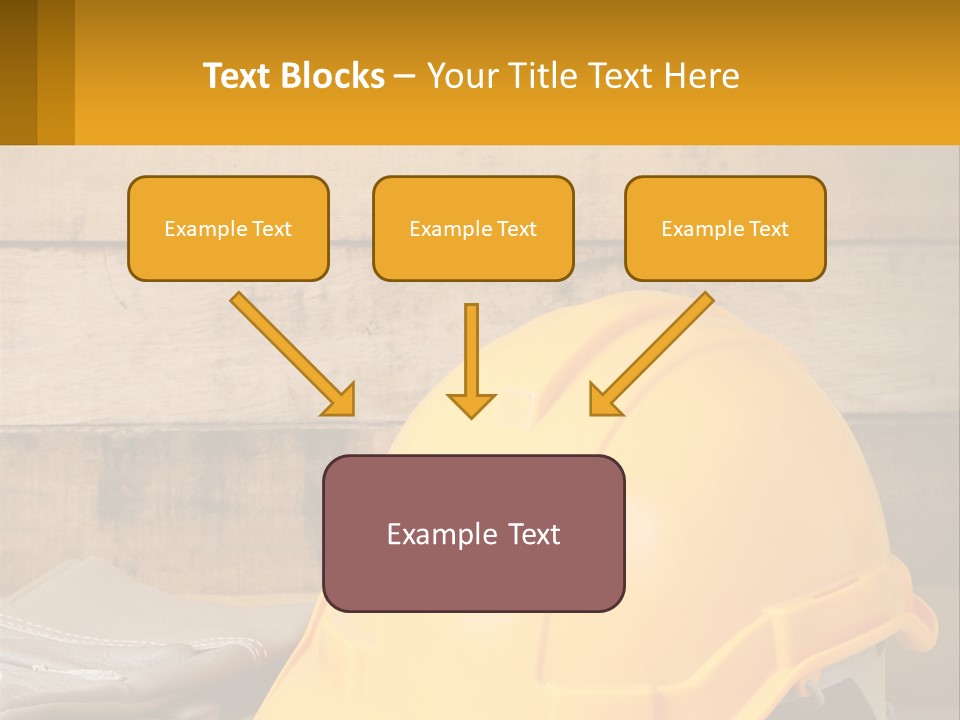 A Yellow Hard Hat Sitting On Top Of A Wooden Table PowerPoint Template