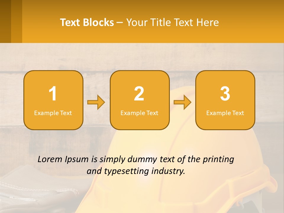 A Yellow Hard Hat Sitting On Top Of A Wooden Table PowerPoint Template