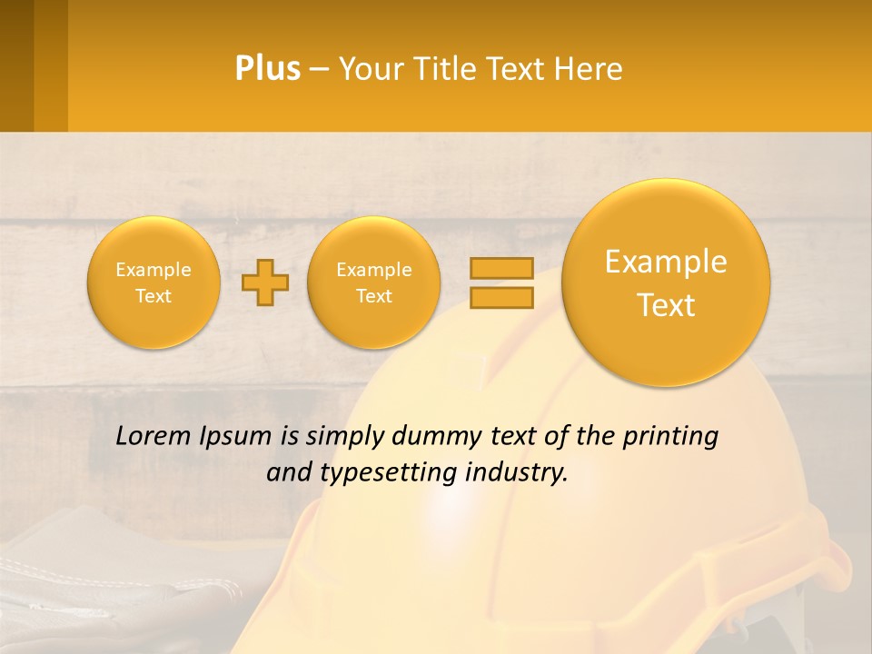 A Yellow Hard Hat Sitting On Top Of A Wooden Table PowerPoint Template