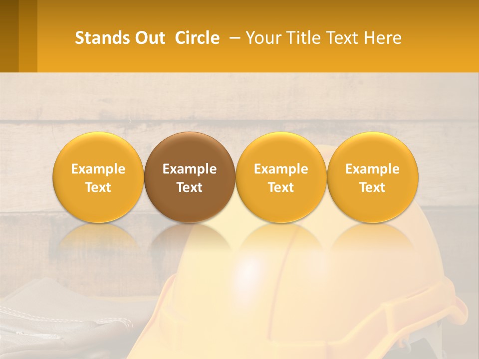A Yellow Hard Hat Sitting On Top Of A Wooden Table PowerPoint Template