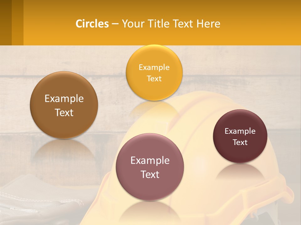 A Yellow Hard Hat Sitting On Top Of A Wooden Table PowerPoint Template