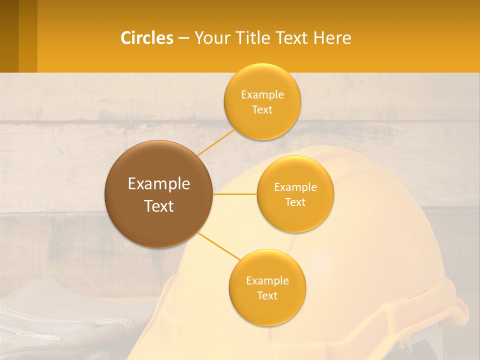 A Yellow Hard Hat Sitting On Top Of A Wooden Table PowerPoint Template