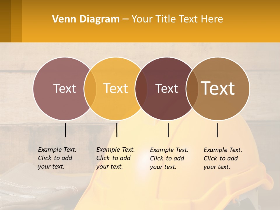 A Yellow Hard Hat Sitting On Top Of A Wooden Table PowerPoint Template