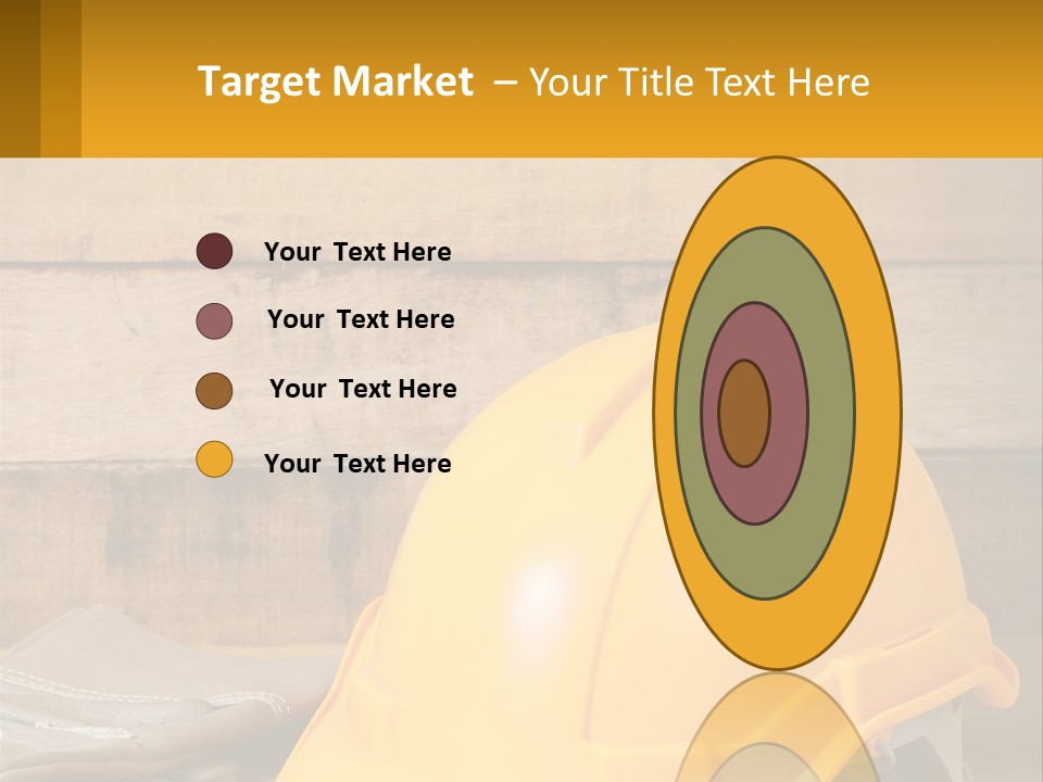 A Yellow Hard Hat Sitting On Top Of A Wooden Table PowerPoint Template
