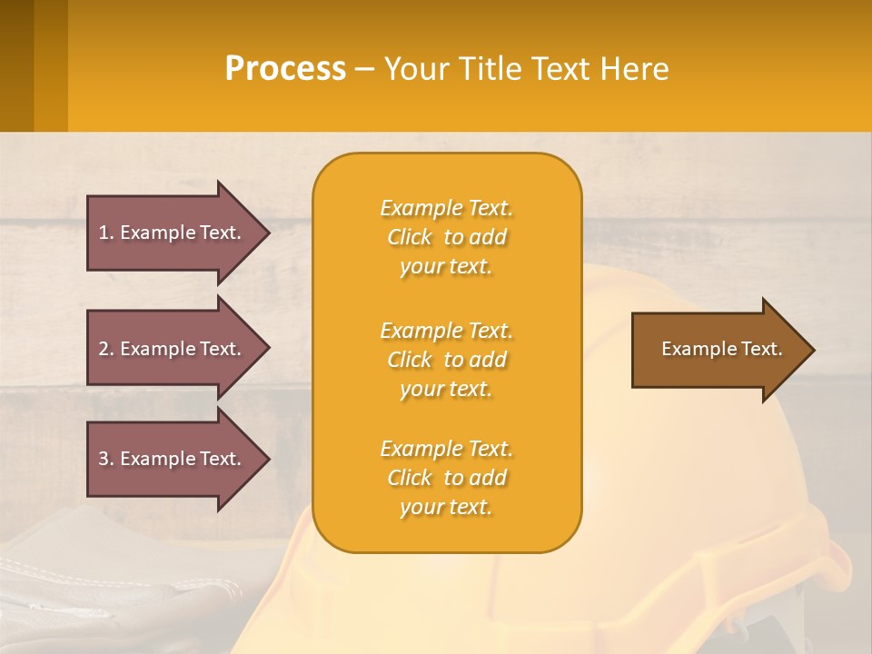 A Yellow Hard Hat Sitting On Top Of A Wooden Table PowerPoint Template