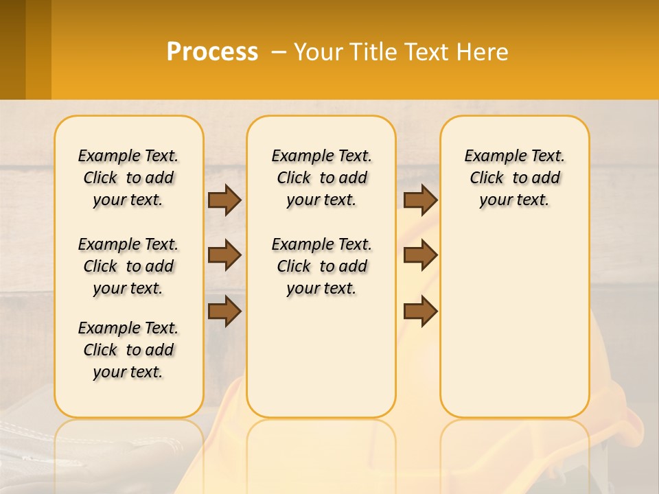 A Yellow Hard Hat Sitting On Top Of A Wooden Table PowerPoint Template