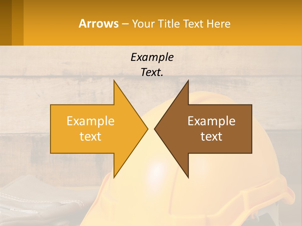 A Yellow Hard Hat Sitting On Top Of A Wooden Table PowerPoint Template