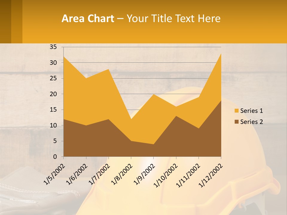 A Yellow Hard Hat Sitting On Top Of A Wooden Table PowerPoint Template