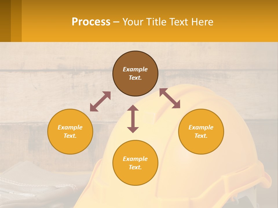 A Yellow Hard Hat Sitting On Top Of A Wooden Table PowerPoint Template