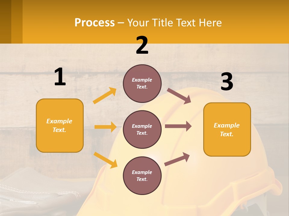 A Yellow Hard Hat Sitting On Top Of A Wooden Table PowerPoint Template