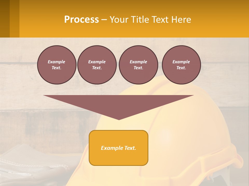 A Yellow Hard Hat Sitting On Top Of A Wooden Table PowerPoint Template