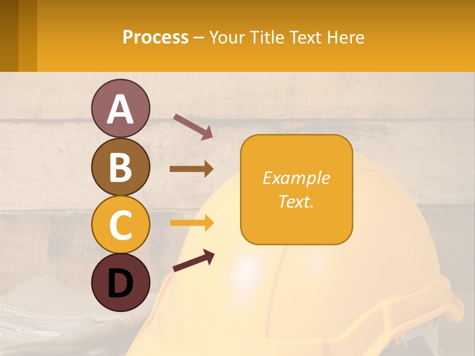 A Yellow Hard Hat Sitting On Top Of A Wooden Table PowerPoint Template