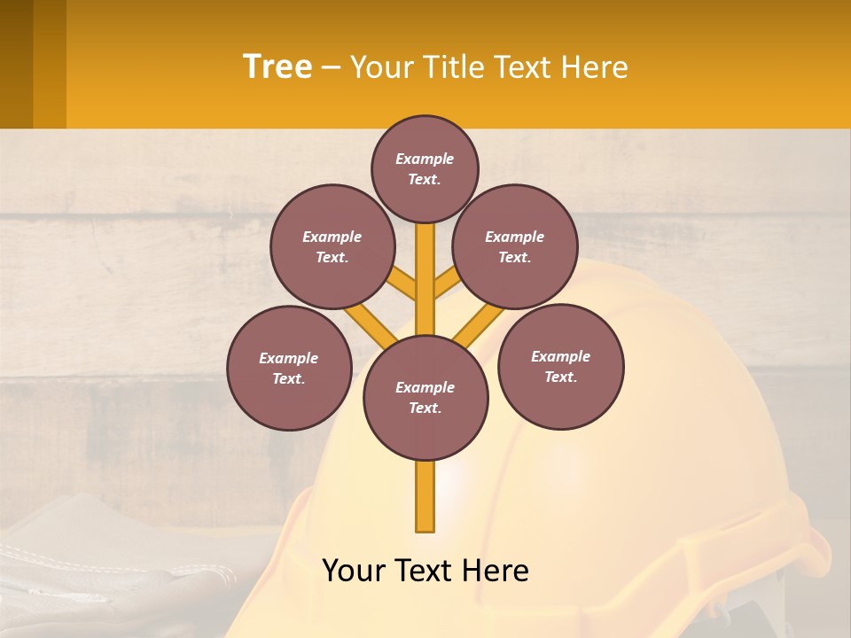 A Yellow Hard Hat Sitting On Top Of A Wooden Table PowerPoint Template