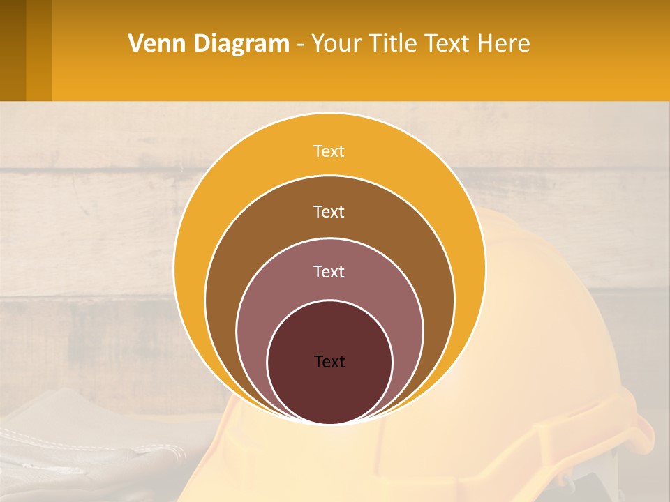 A Yellow Hard Hat Sitting On Top Of A Wooden Table PowerPoint Template
