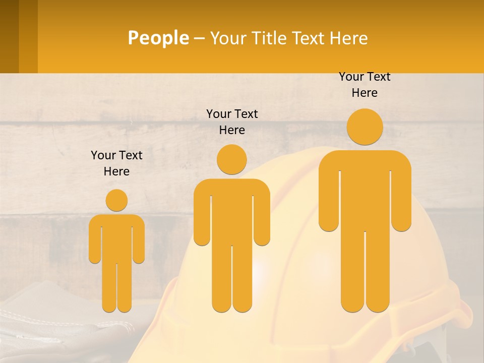 A Yellow Hard Hat Sitting On Top Of A Wooden Table PowerPoint Template