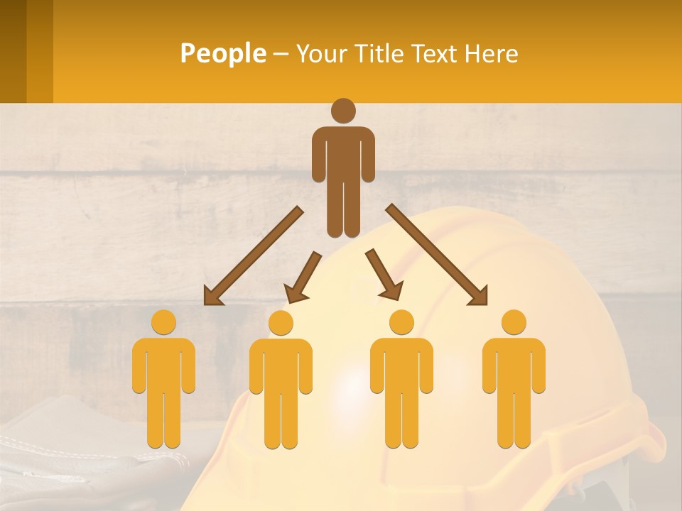 A Yellow Hard Hat Sitting On Top Of A Wooden Table PowerPoint Template