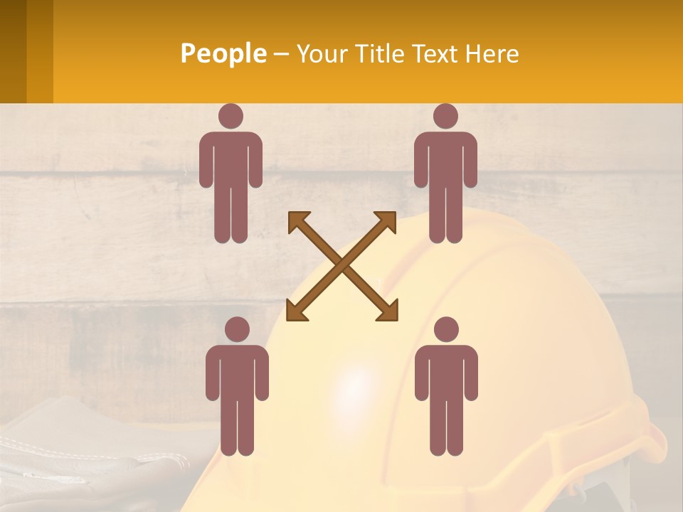 A Yellow Hard Hat Sitting On Top Of A Wooden Table PowerPoint Template
