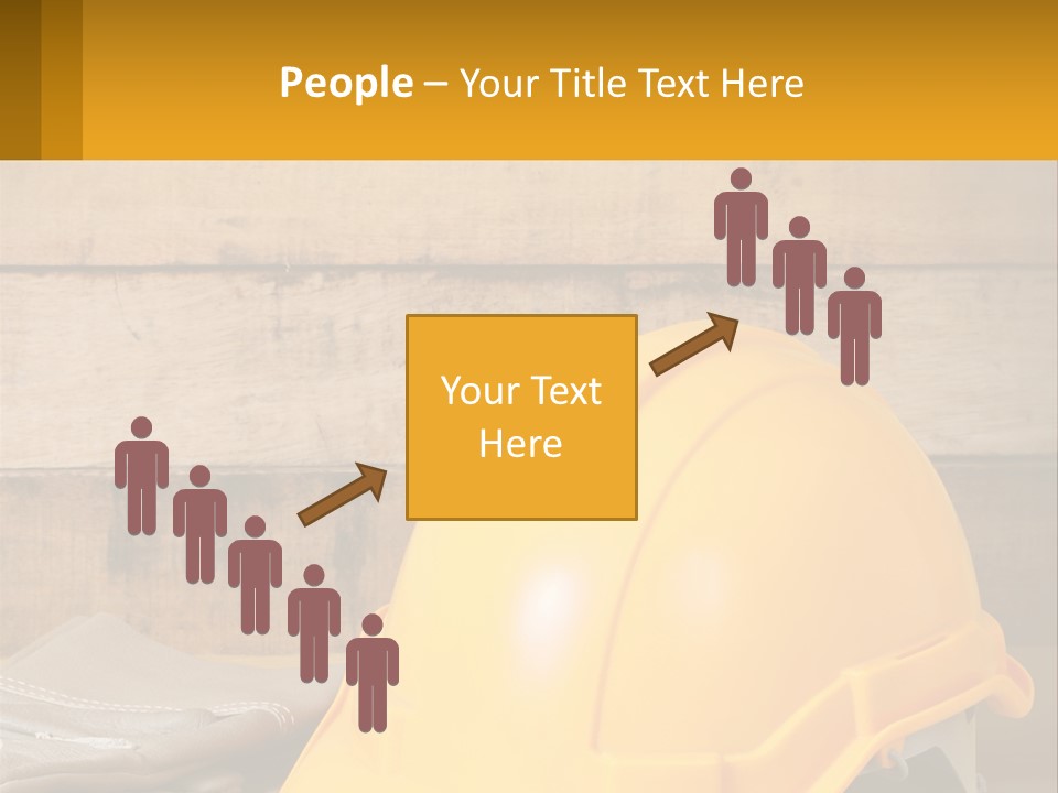 A Yellow Hard Hat Sitting On Top Of A Wooden Table PowerPoint Template