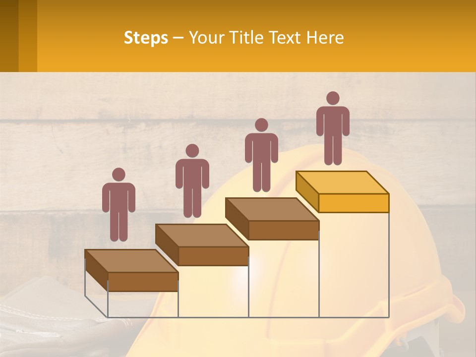 A Yellow Hard Hat Sitting On Top Of A Wooden Table PowerPoint Template